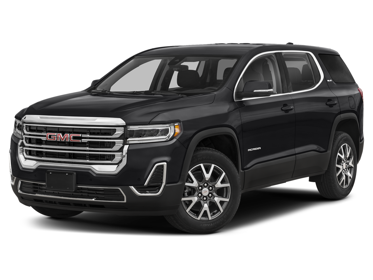 2023 GMC Acadia SLT in Ebony Twilight Metallic — front three-quarter view