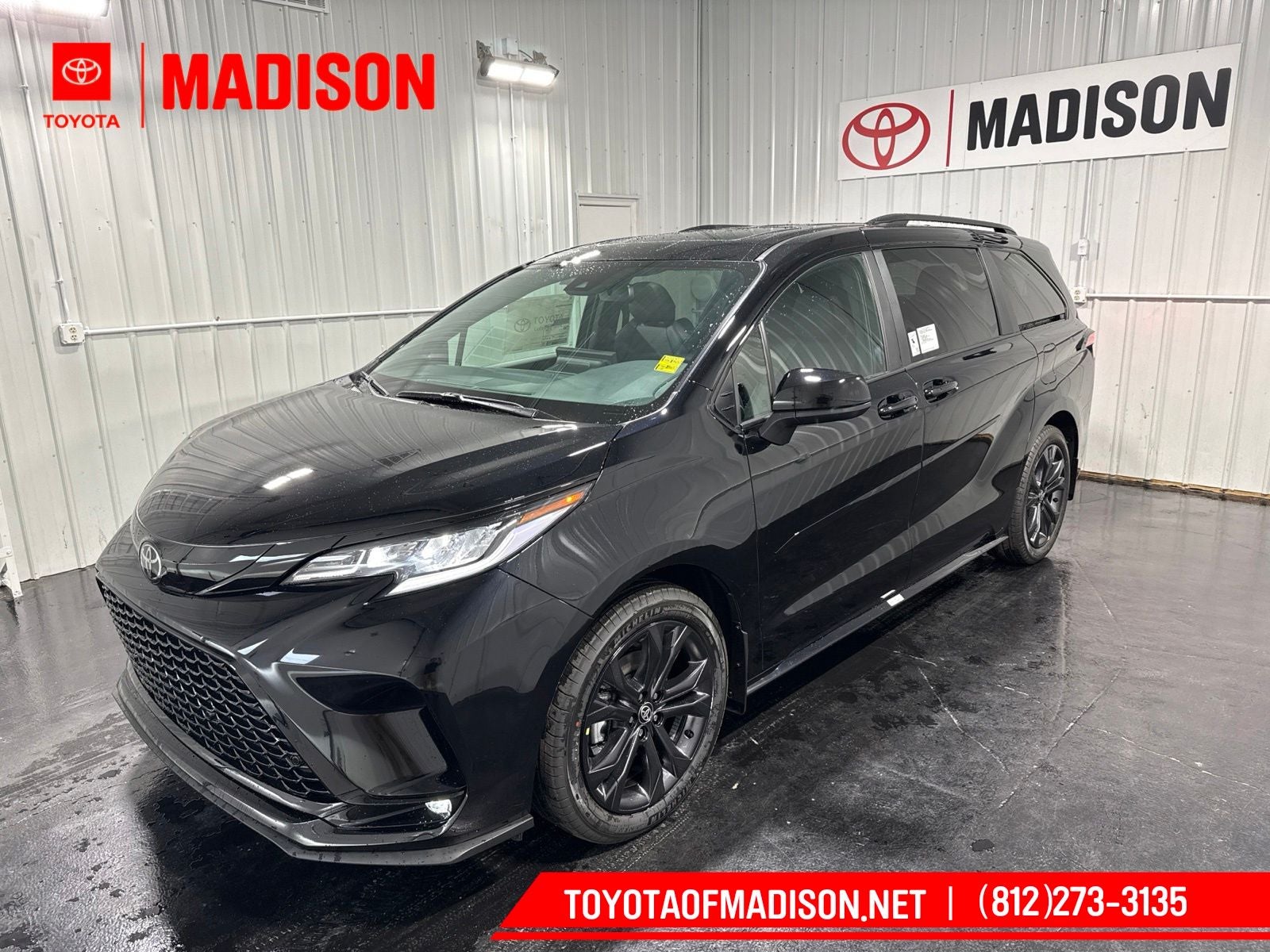 2026 Toyota Sienna XSE in Midnight Black Metallic — front three-quarter view